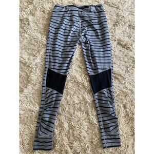 Athleta Striped High Waist Leggings Compression Mesh Knee Panels Workout Cardio